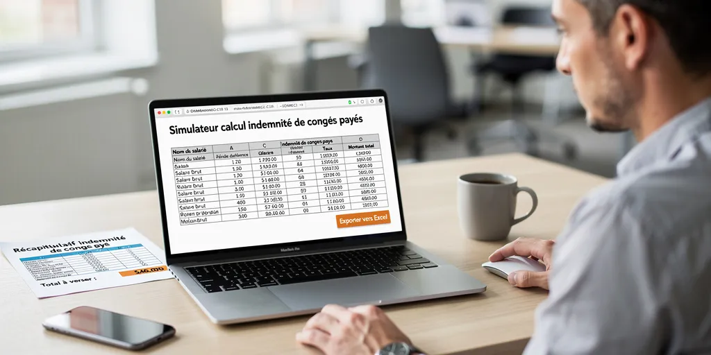 Simulateur calcul indemnité de congés payés : le résultat exportable en Excel